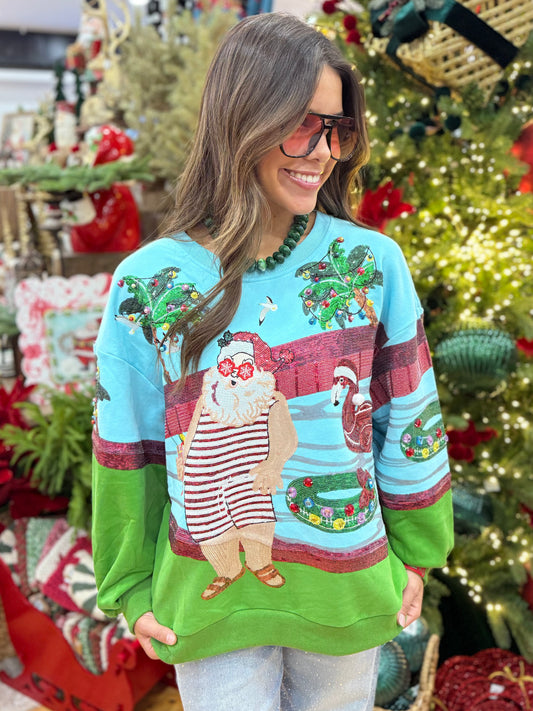 QOS Multi Santa at the Pool Sweatshirt