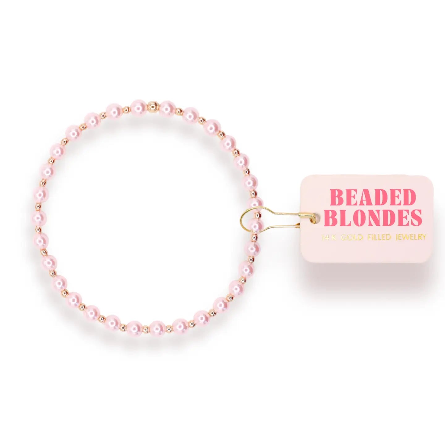 Pink Mini Luci Pearl Bracelet in Gold | Extended