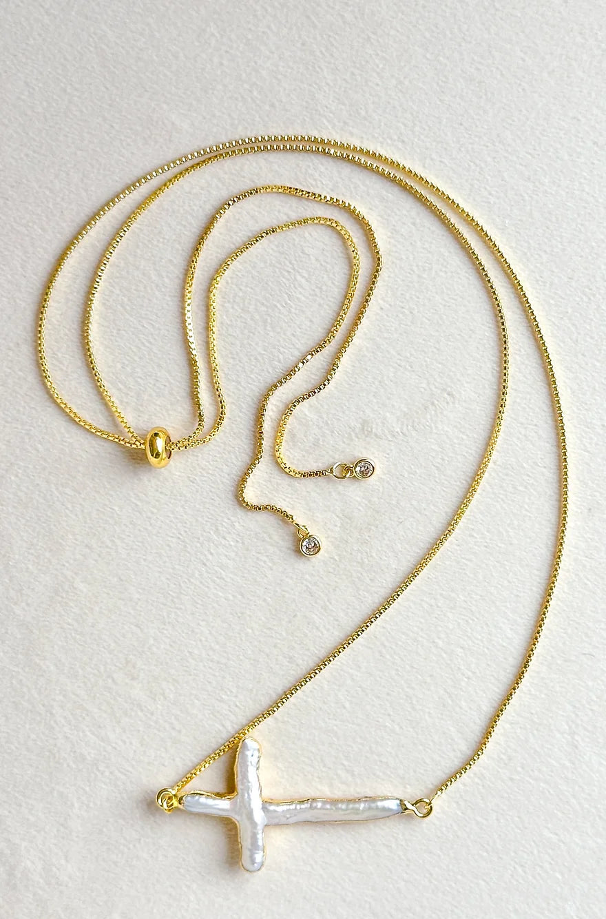 Freshwater Pearl Cross with Slip Toggle
