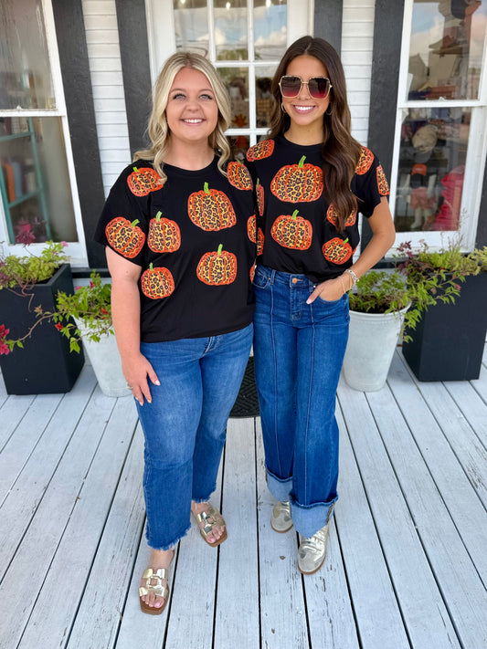 QOS Black Leopard Pumpkin Tee