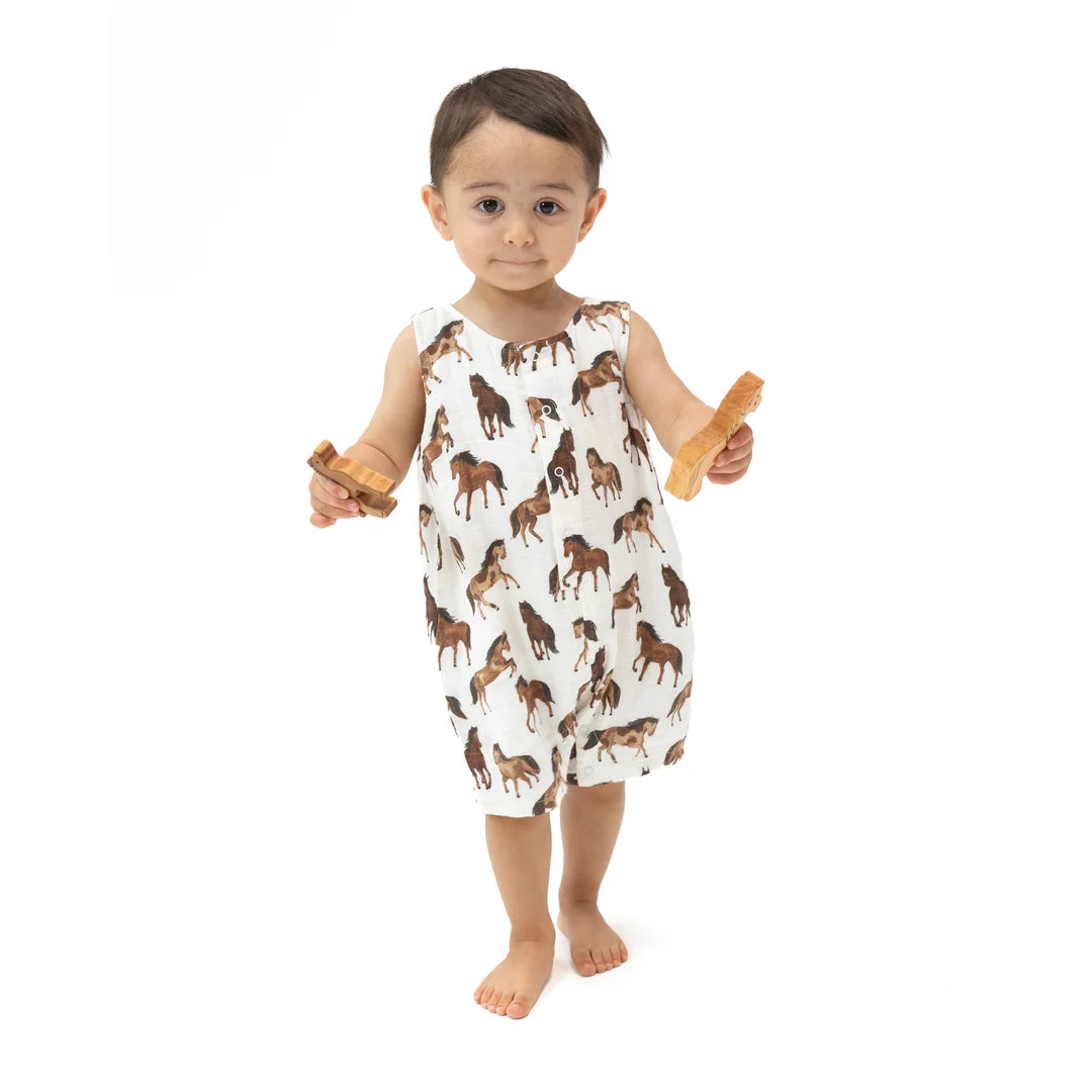Sleeveless Shortie Romper | Horses