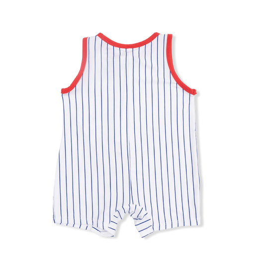 Baseball Stripe | Sleeveless Shortie Romper