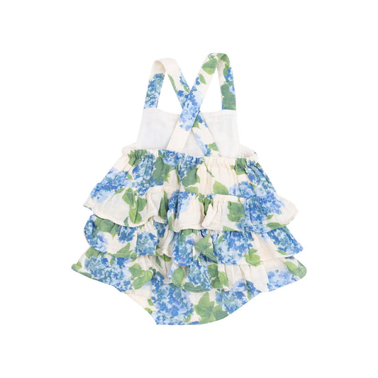 Ruffle Sunsuit | Watercolor Hydrangeas