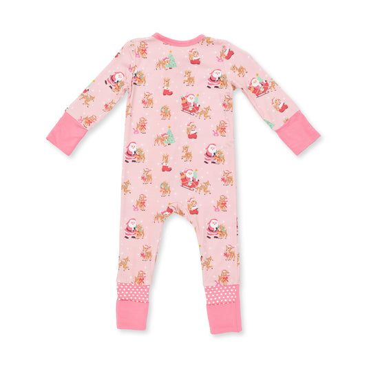 Vintage Reindeer & Santa Pink I Convertible Romper