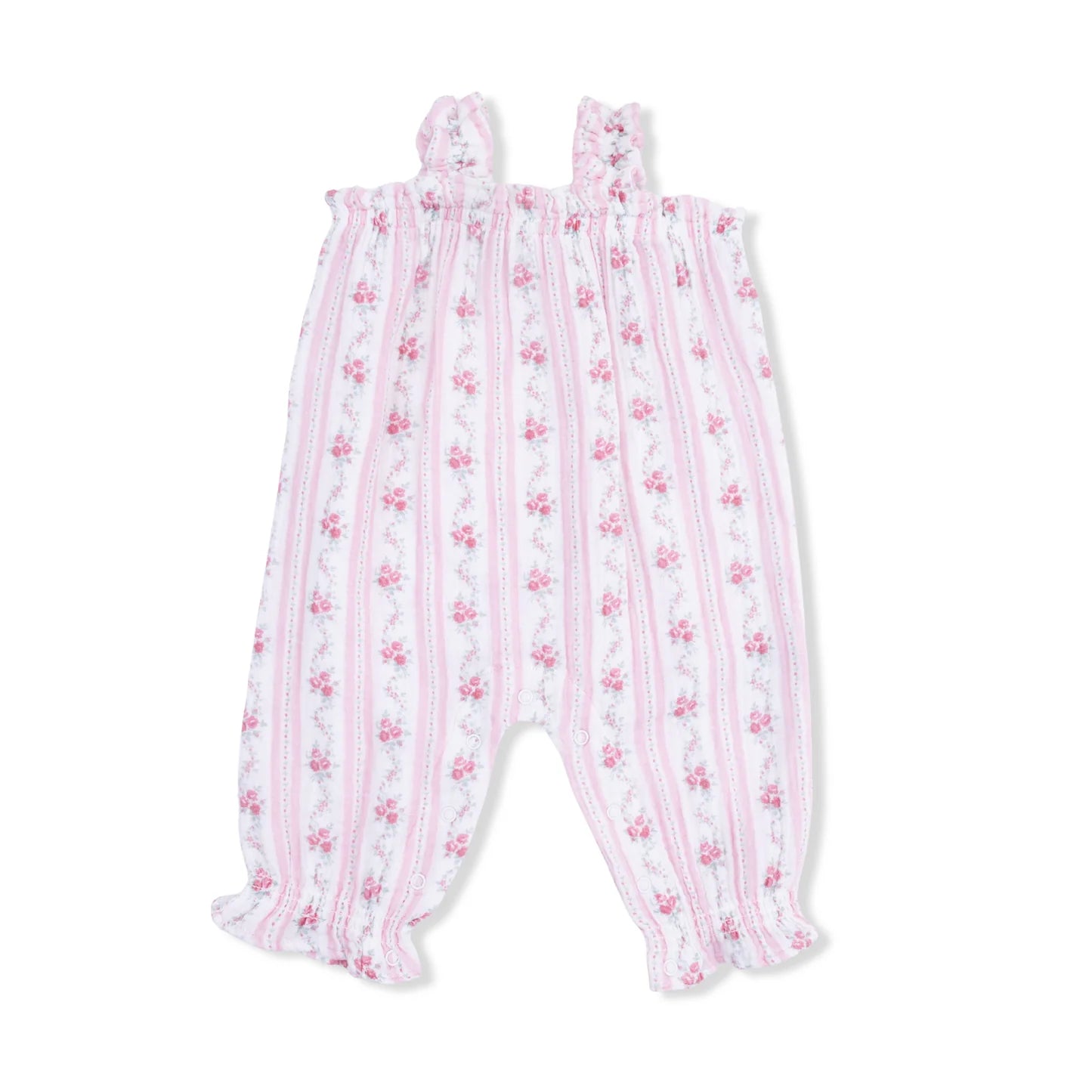 Winding Roses Stripe | Ruffly Strap Overall