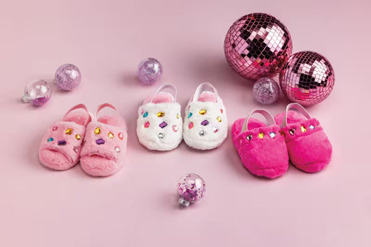 Glitzy Rhinestone Slippers | White