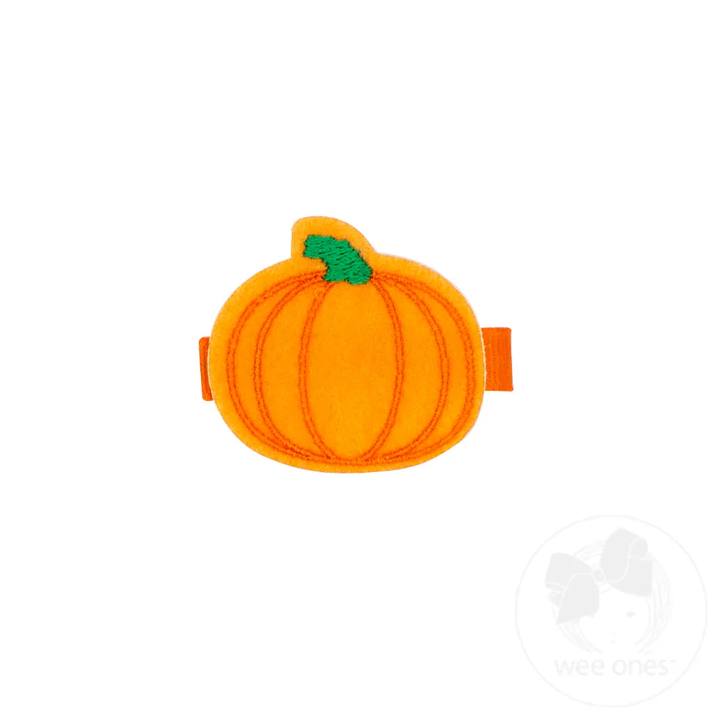 Harvest Pumpkin Embroidery Felt Hair Clip