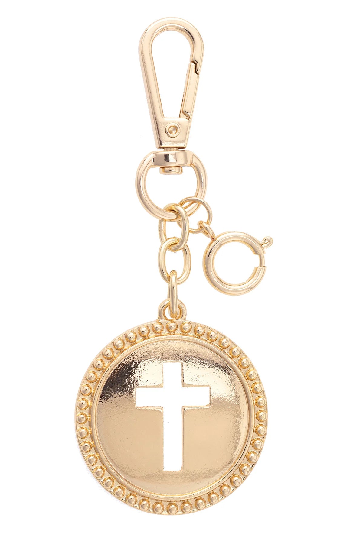 Cross Coin Bag Charm in Shiny Gold