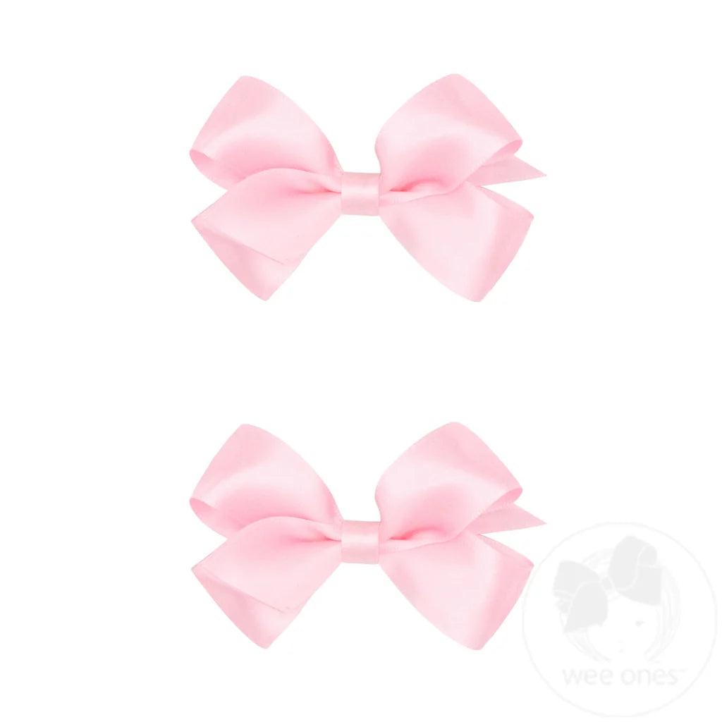 Mini Satin Hair Bow Two Pack | LT Pink