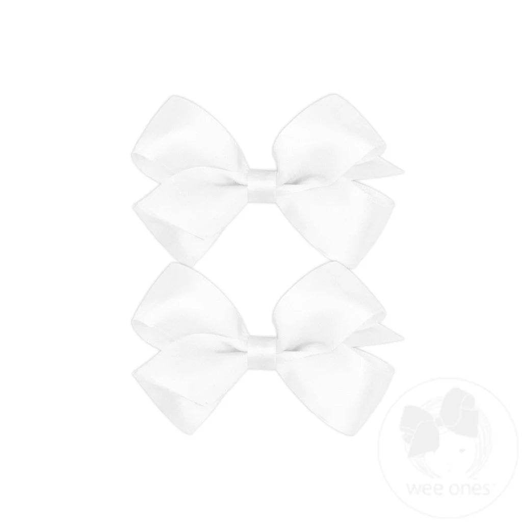 Mini Satin Hair Bow Two Pack | White