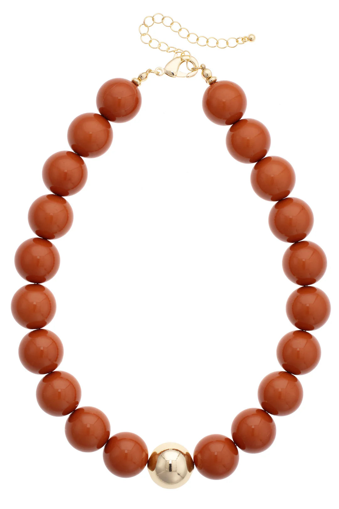 Marjorie Beaded Gumball Game Day Necklace in Burnt Orange