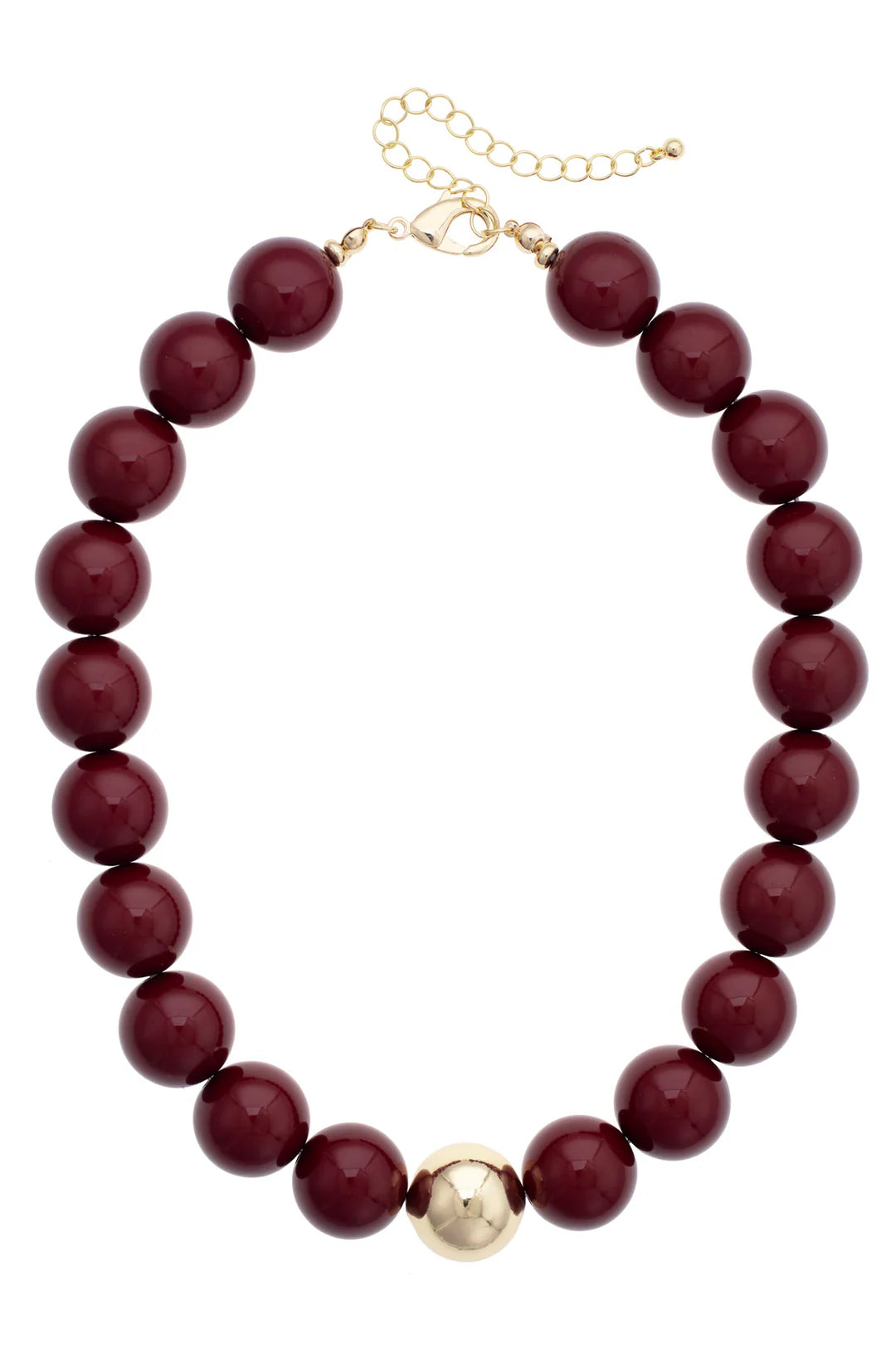 Marjorie Beaded Gumball Game Day Necklace in Maroon