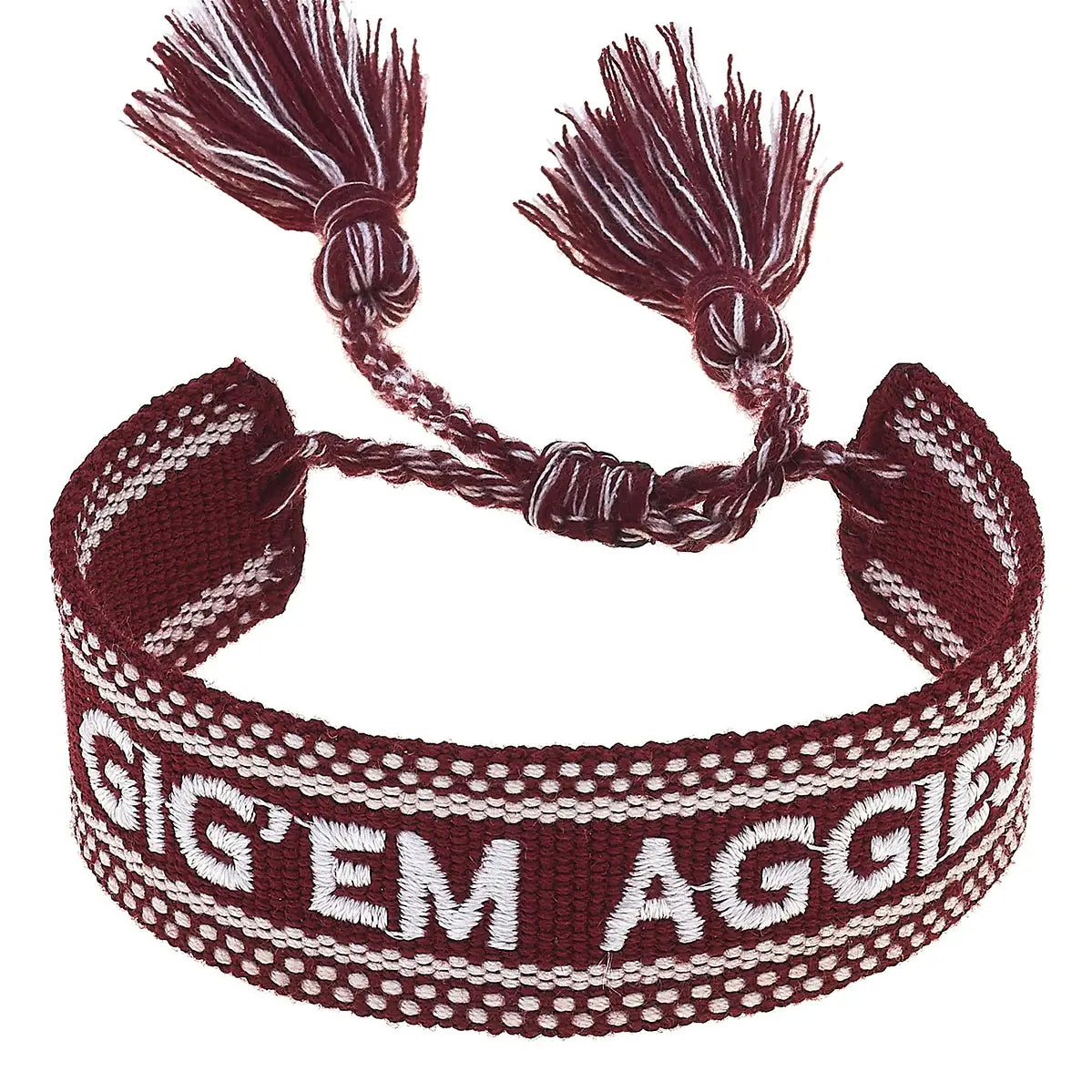 Texas A&M Aggies Woven Tassel Bracelet in Maroon