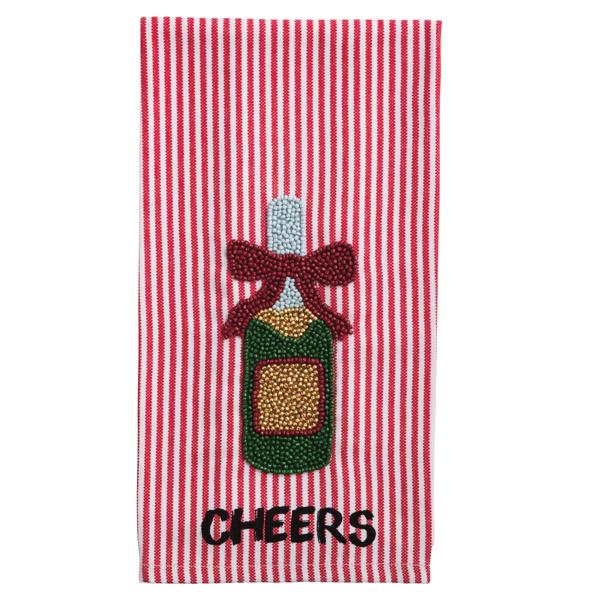 Champagne Beaded Christmas Towel