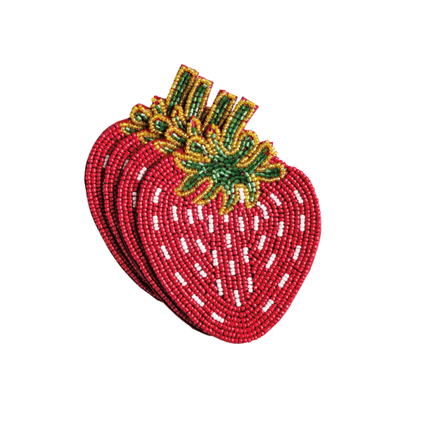 Strawberry Beaded Fruit Coasters