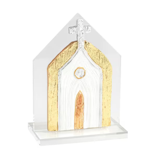 Layered Silver And Gold Acrylic Church