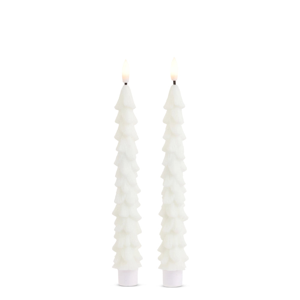 Glittered White Tree Taper Candles