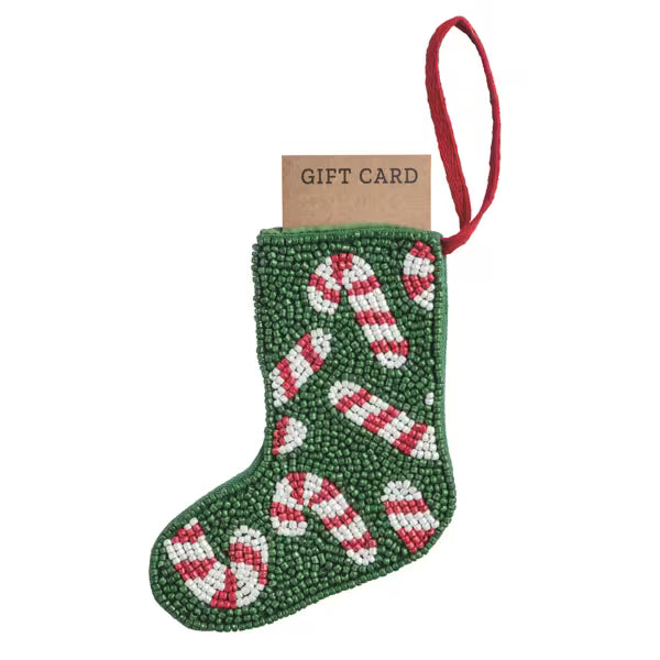 Candy Cane Beaded Stocking Ornament