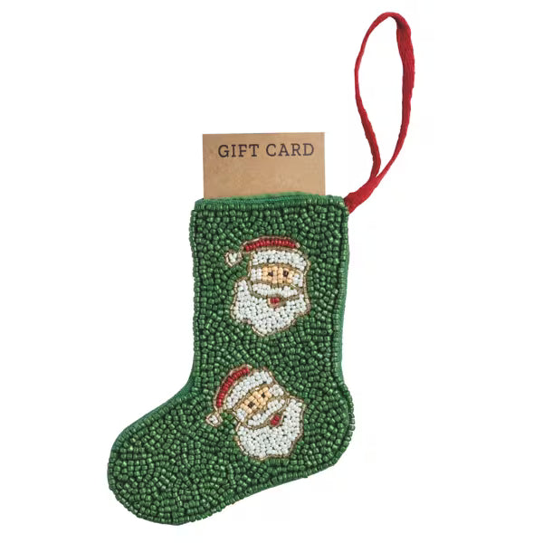 Santa Beaded Stocking Ornament
