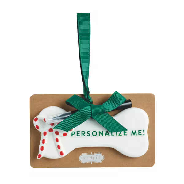 Bow Personalize Me Dog Bone Ornament Set