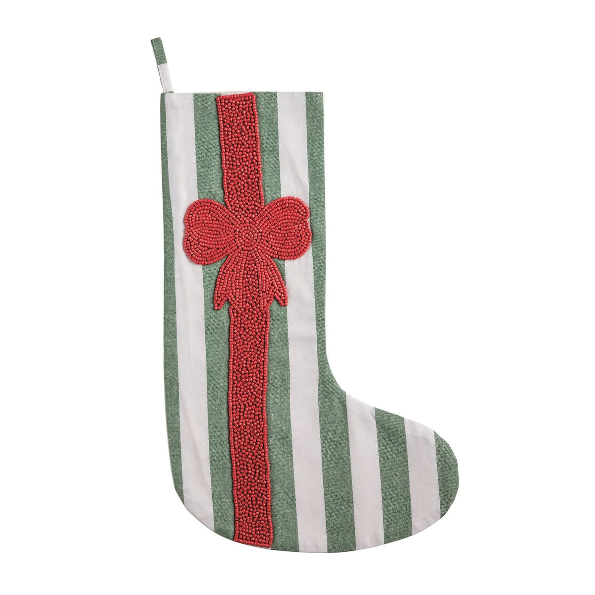 Greed Stripe Beaded Stocking
