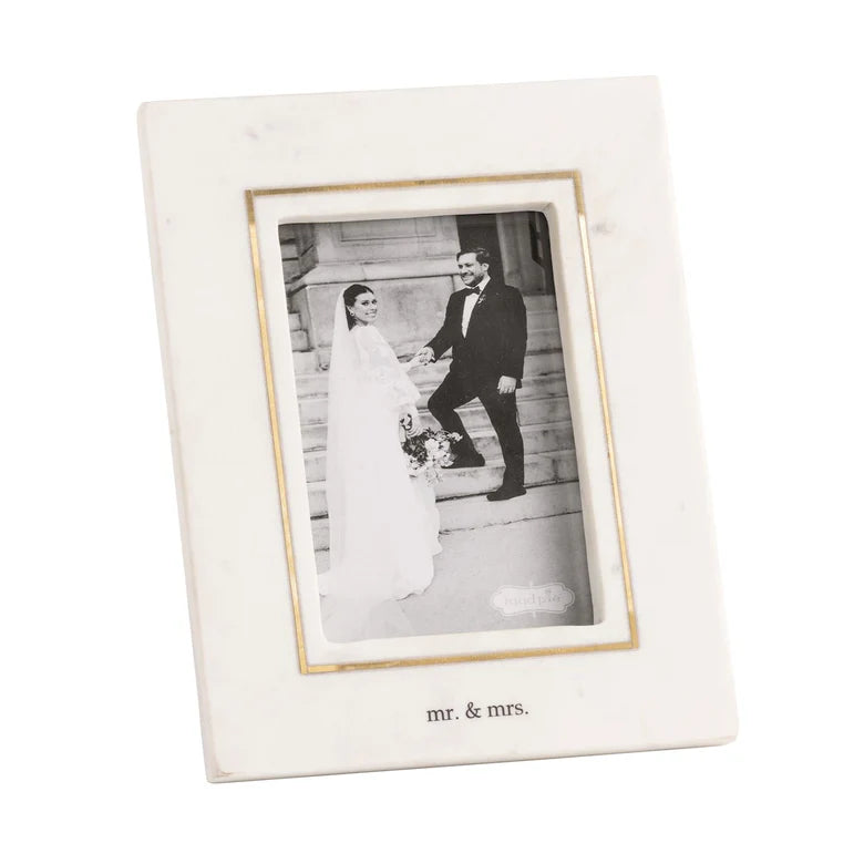 Mr. & Mrs. Gold Inlay Marble Frame