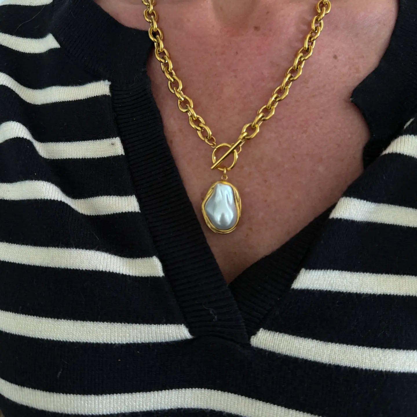 Pearl Drop Necklace | Gold