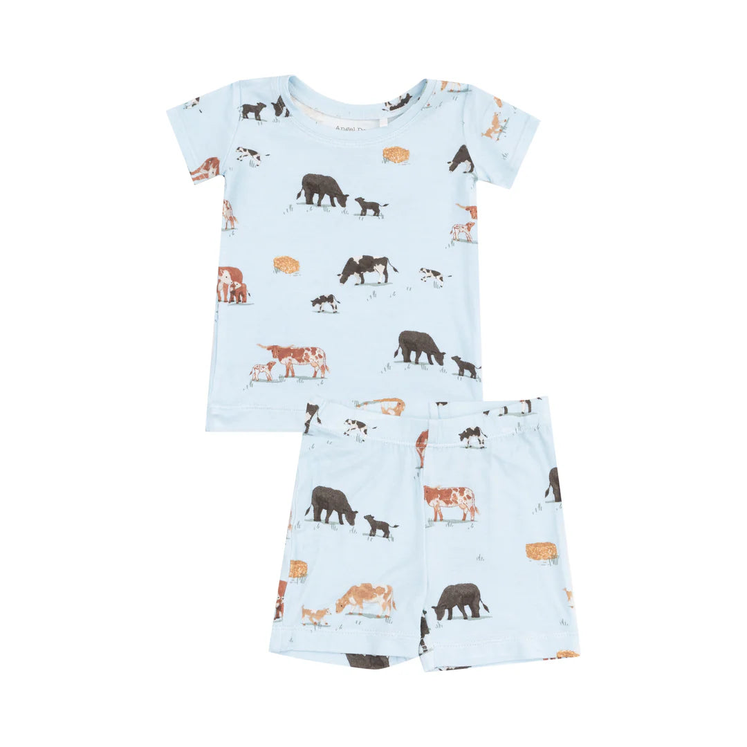 Loungewear Short Set | Cow Families Blue