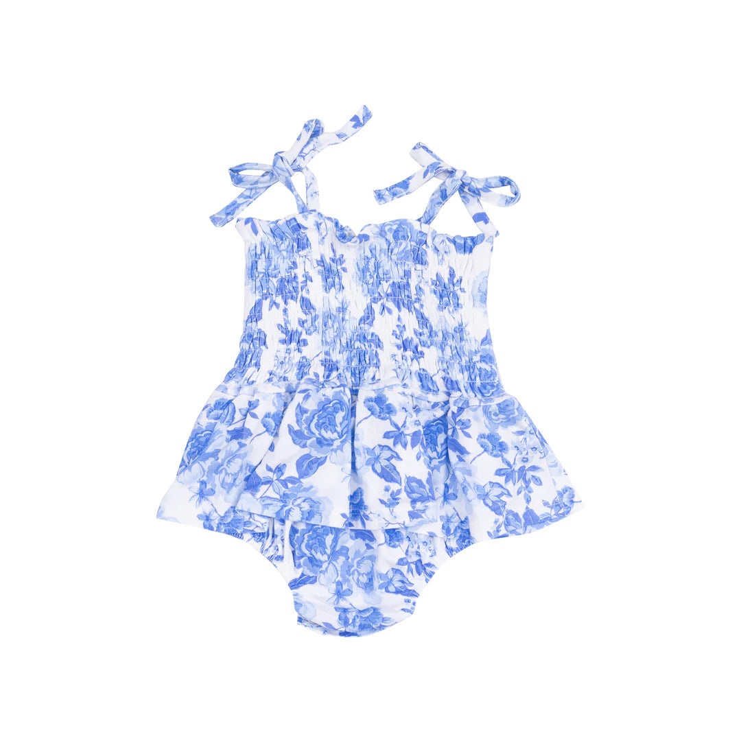 Smocked Bubble with Skirt | Roses In Blue