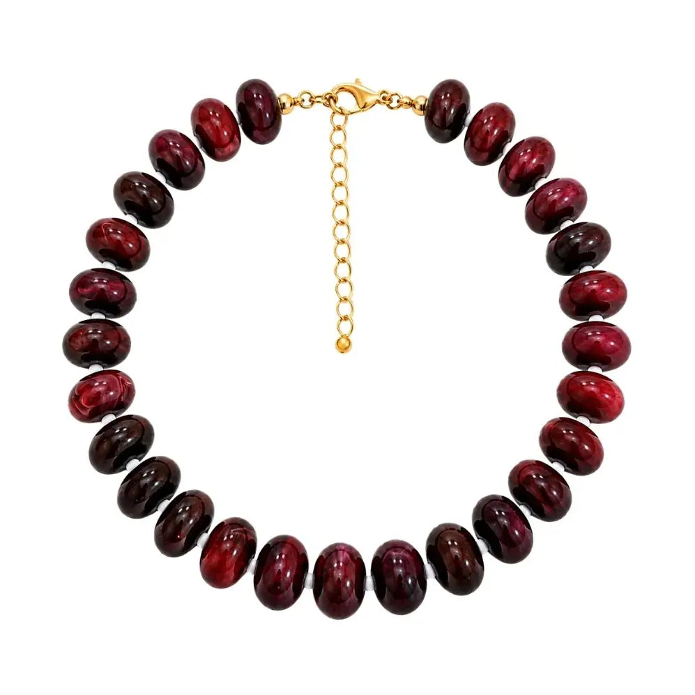 Chunky Maroon Marbled Halo Necklace