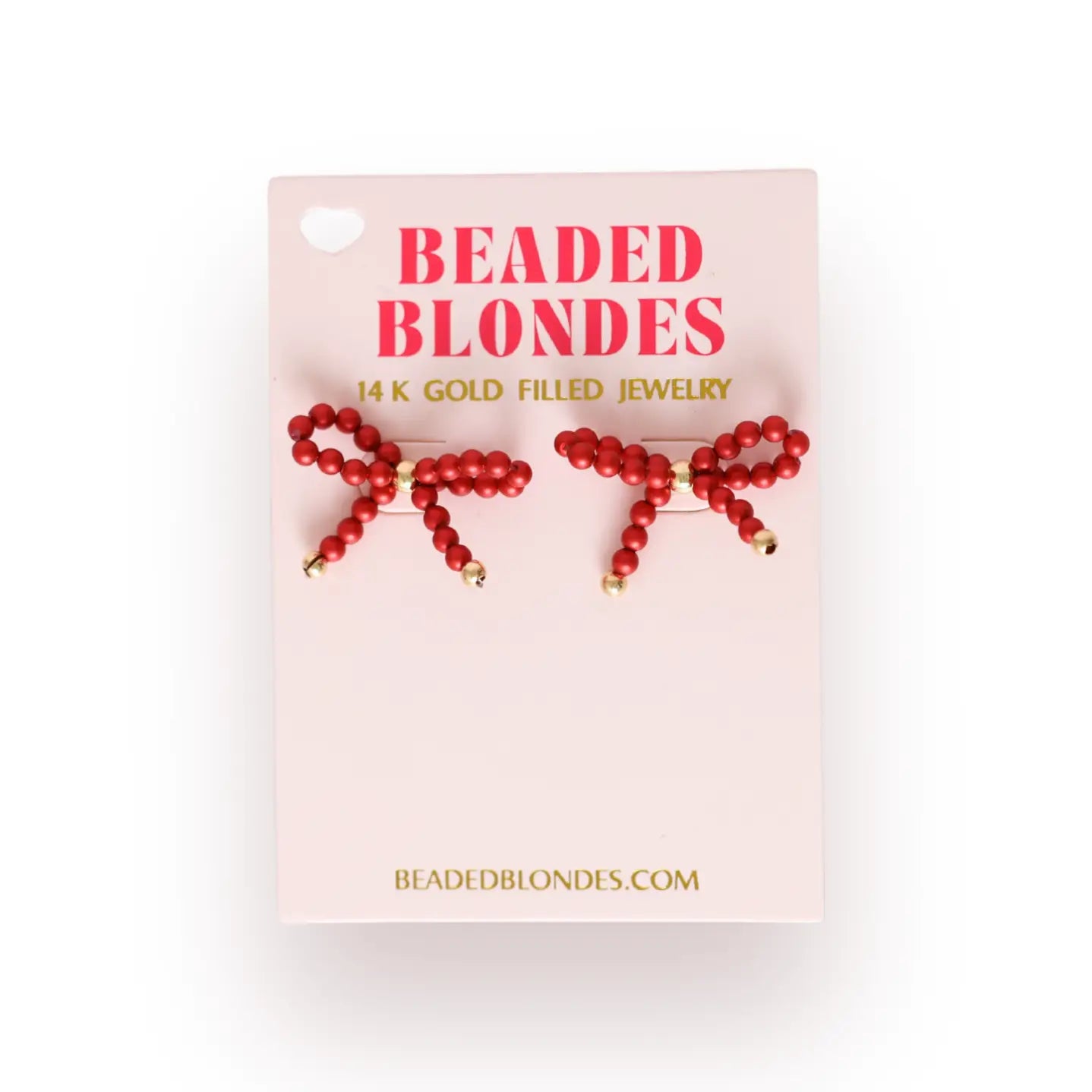Red Pearl Bow Earrings