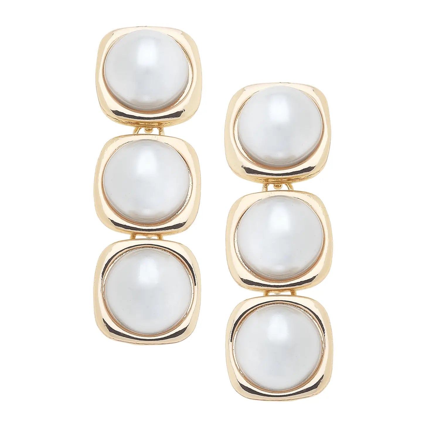 Belle Pearl Cabochon Linked Earrings in Ivory