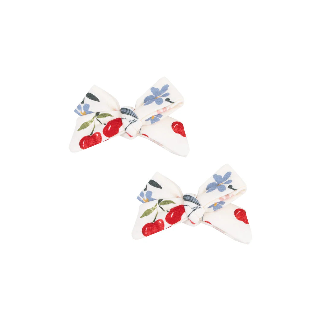 2 Pack Hair Bow with Clip - Watercolor Cherries