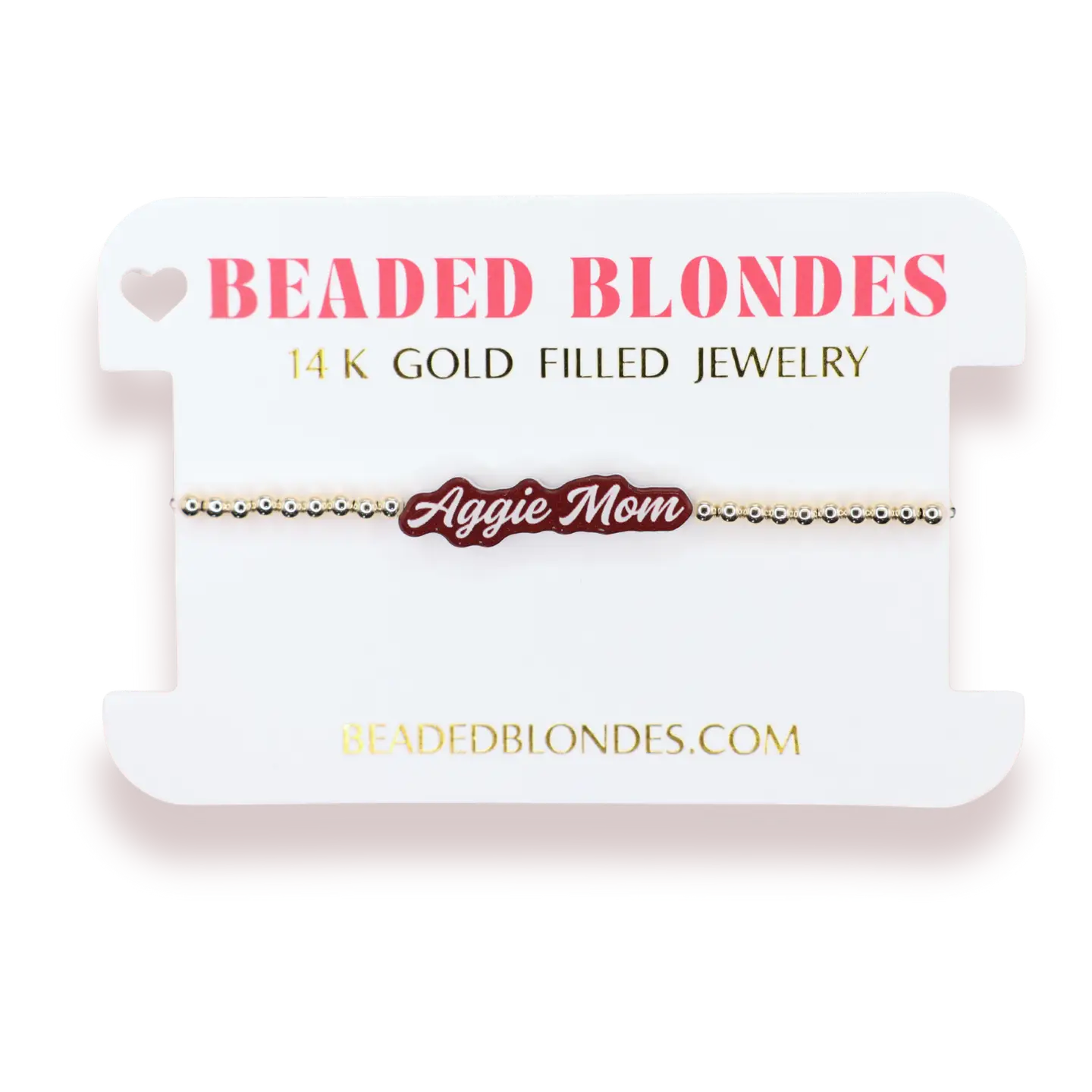 Aggie Mom Word Bracelet On Gold | Standard