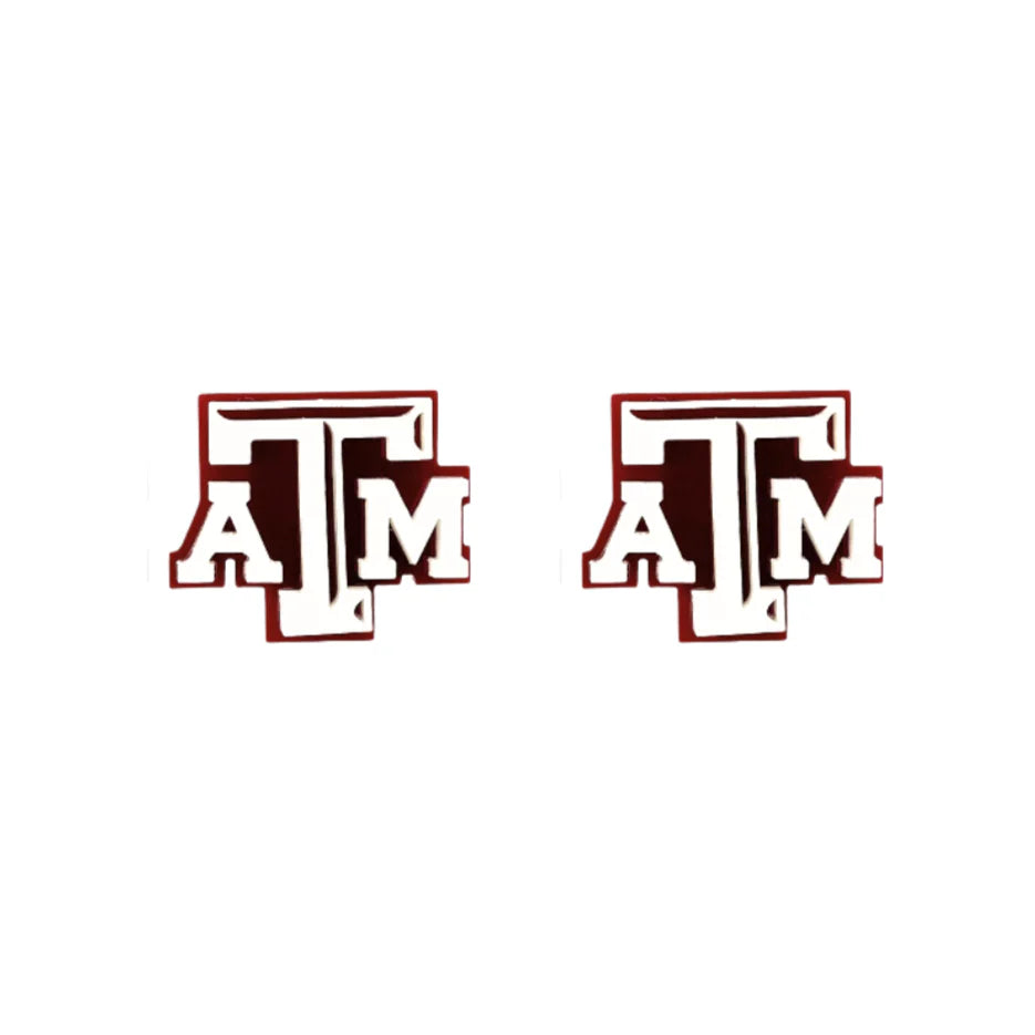 Texas A&M White & Maroon Logo Studs