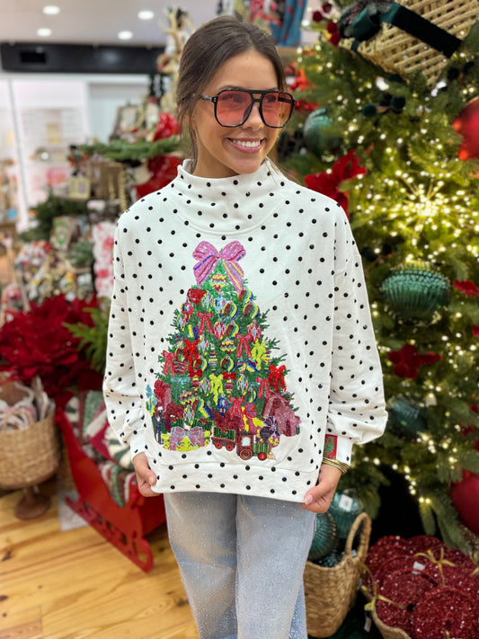 QOS Polka Dot Tree Mockneck