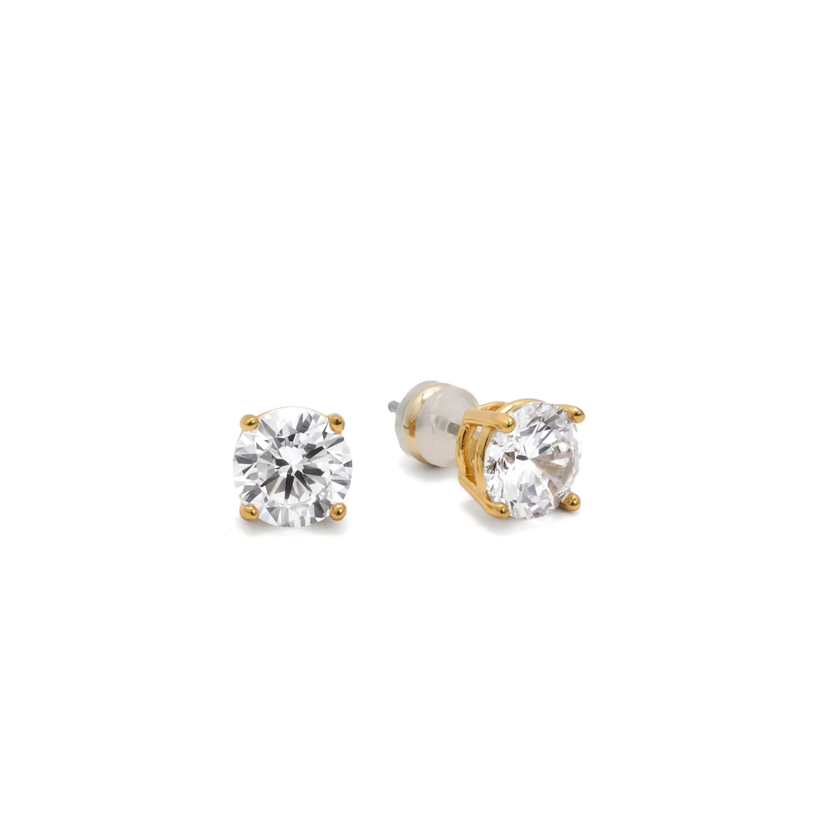 Demi-Fine 8mm Round Solitaire Stud Earrings – Gold