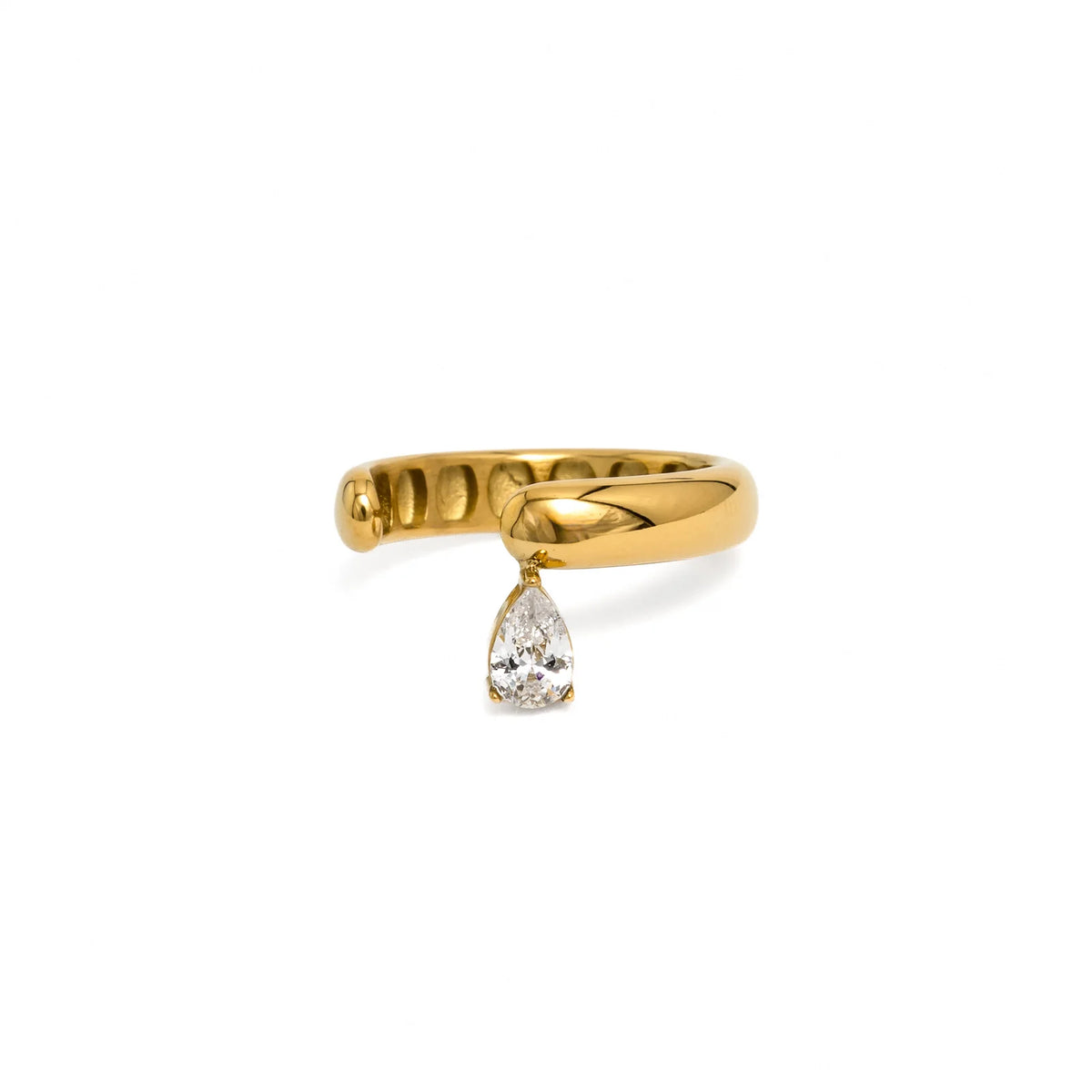 Open Ring with Crystal Drop