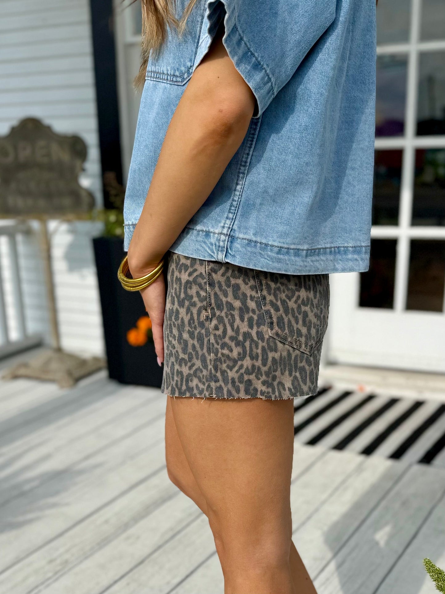 Hidden Cheetah Raw Hem Shorts