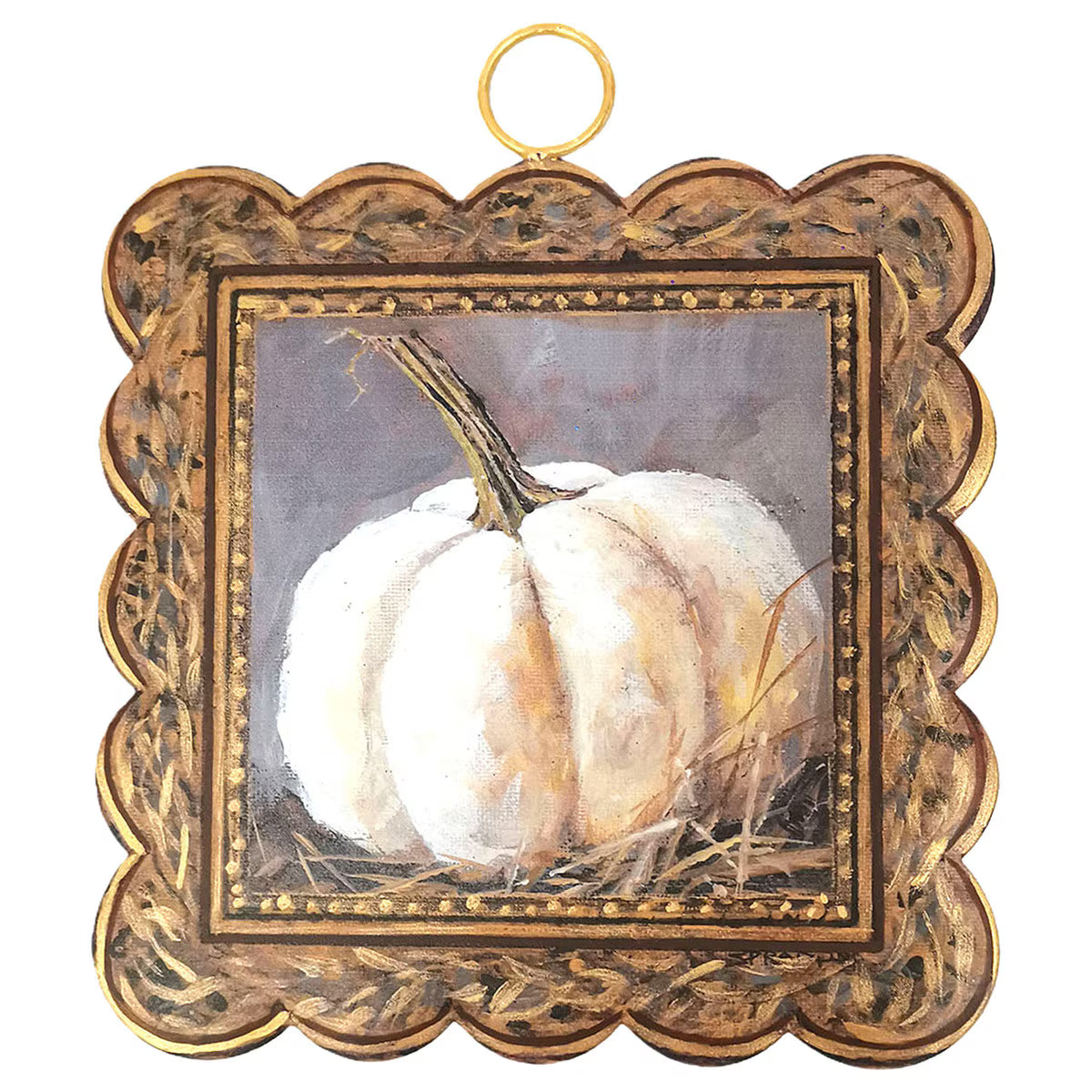 Mini Scallop Art Gilded White Pumpkin