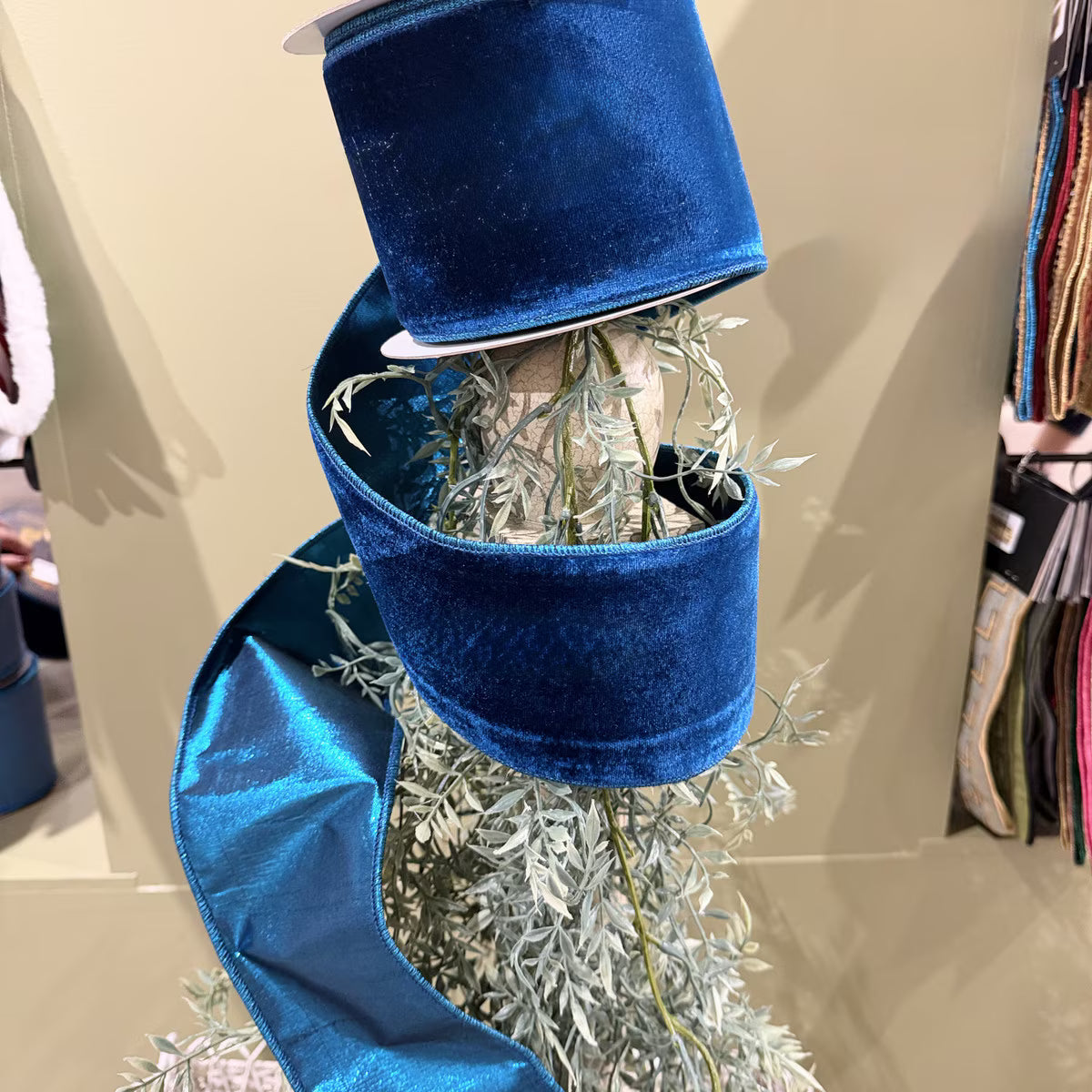 John Mark | Velvet Metallic Dupion Fused Blue 4"