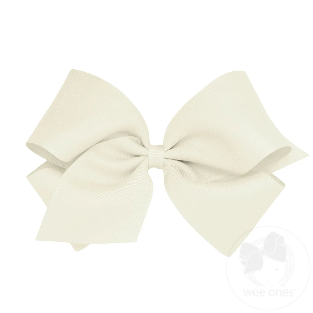 King Classic Grosgrain Hair Bow (Plain Wrap) | Antique White