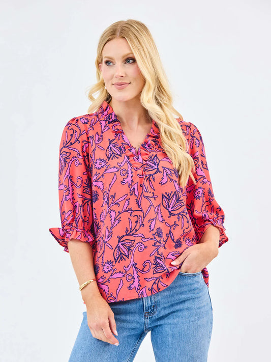 Julie Top | Toile Tulip Coral