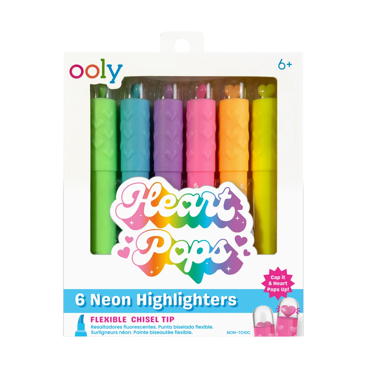 Heart Pops Neon Highlighters - Set of 6