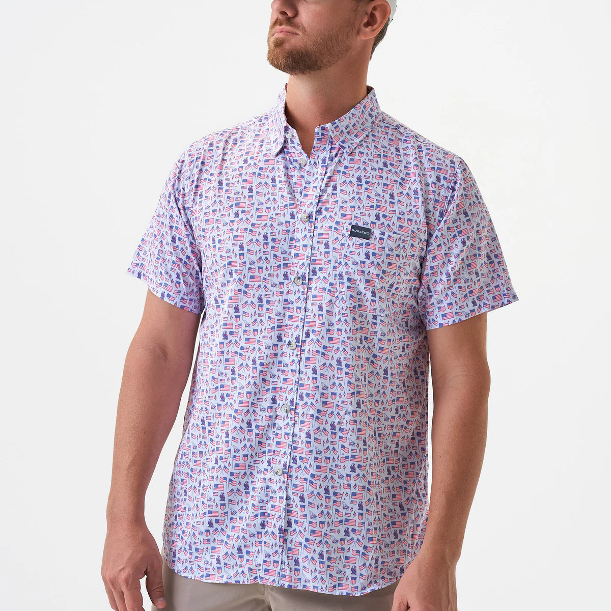 Performance Button Up - Old Glory - White