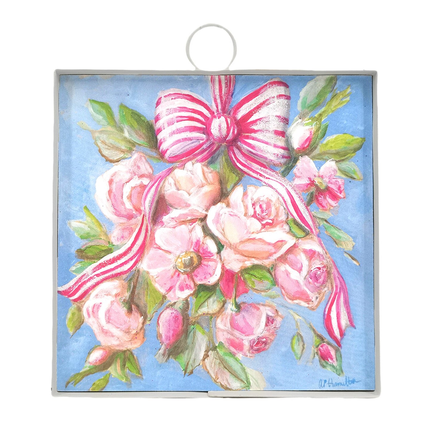 Mini Art Pink Roses & Ribbons
