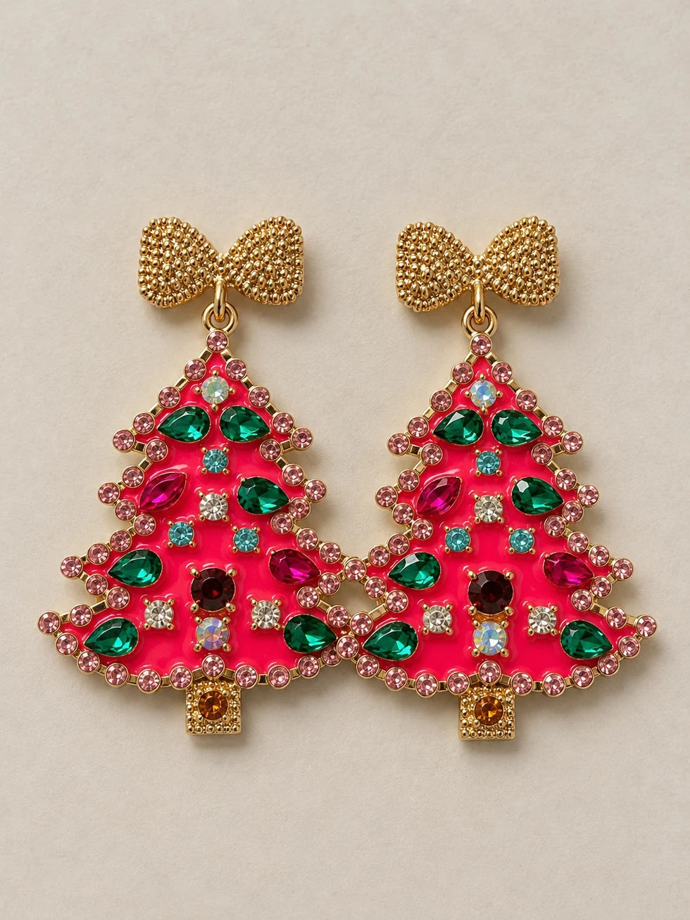 Pink Christmas Tree with Colorful Stones