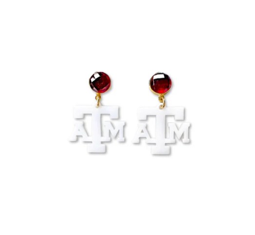 Texas A&M Mini White A&M Earrings