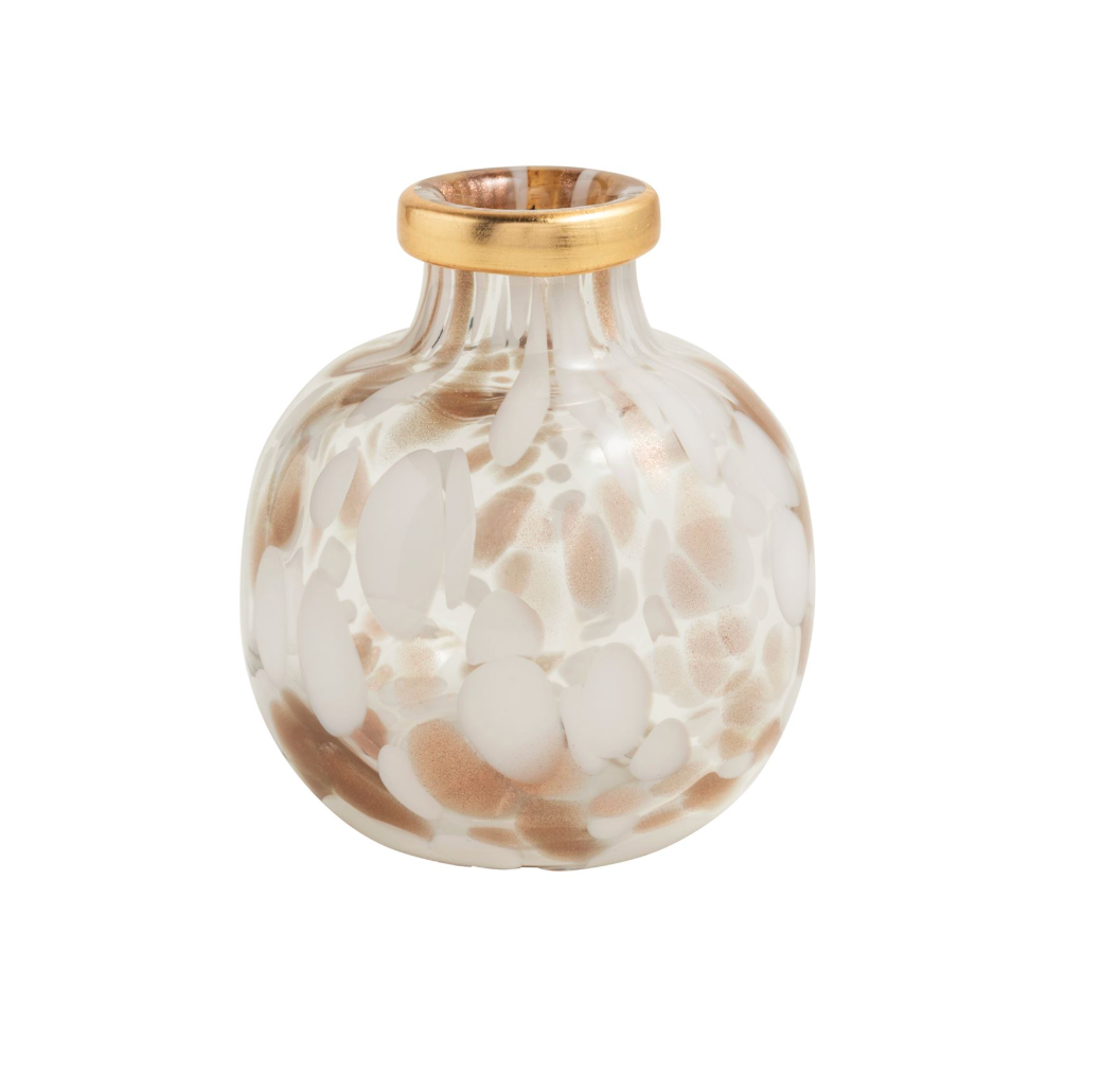 Small White & Gold Tortoise Vase