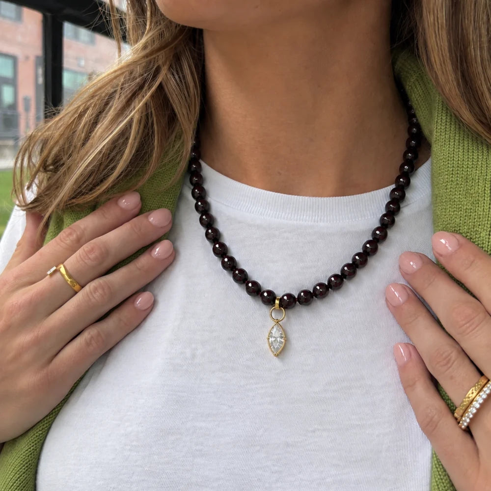 8mm Garnet Natural Stone Necklace